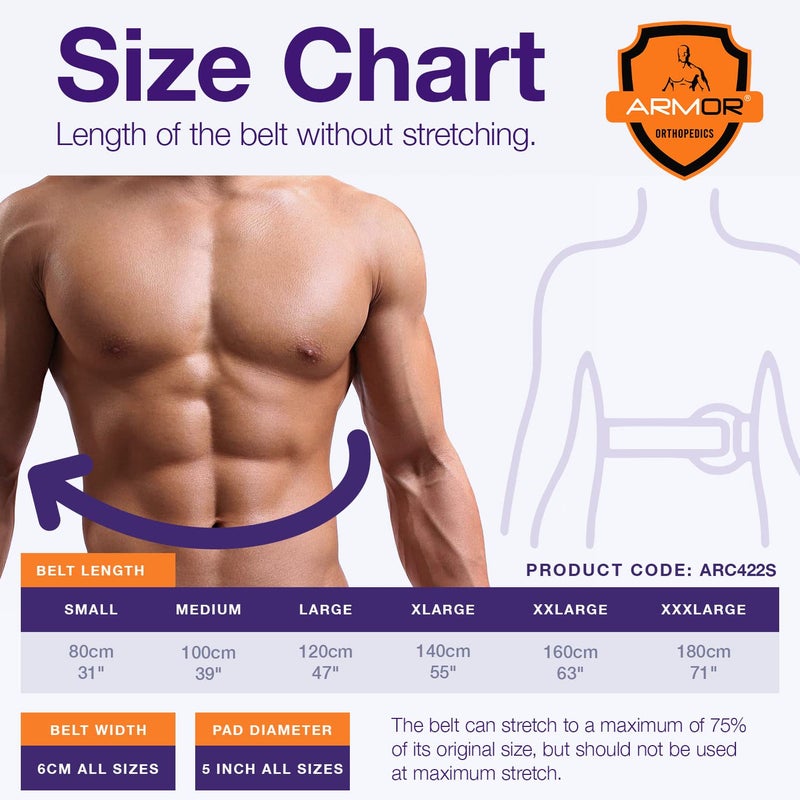 Armor Adult Umbilical Hernia Truss Support Belt for Relief of Abdominal Pain and Pressure, Stretchy Elastic Tummy Control Comfort for Men and Women, Size Small - Image 3